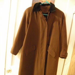 PETITE SOPHISTICATE TRENCH COAT ZIP LINING BROWN 2 BLACK SUEDE COLLAR
